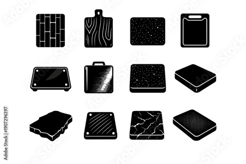 Bamboo glass prep image build generation material simple vector set board icon
