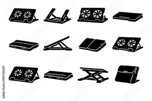 Icon generation image portable pad cooling form simple vector lightweight laptop structure