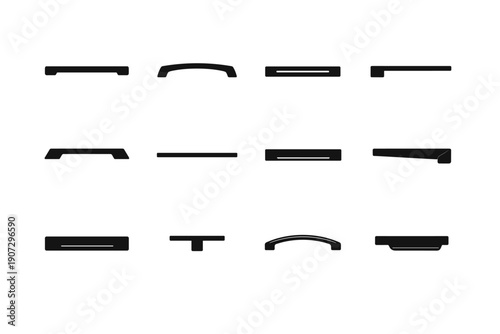 Minimal footprint subtle modern compact pull geometry bar icon profile drawer vector
