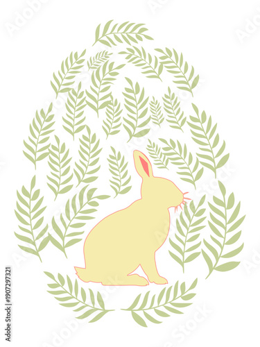 An Easter egg with a painted Easter bunny and floral designs. Kids egg games. He is risen, Happy Easter