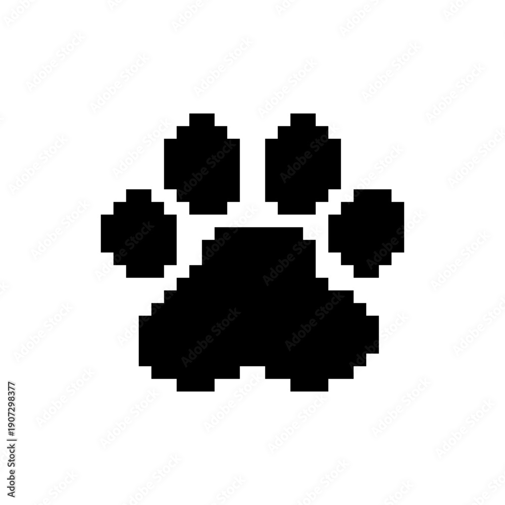 Fototapeta premium Pixel Animal Paw Icon. Paw Print Pixel Art. Footprint Animal Pixel Art. Claws Pixel Art.