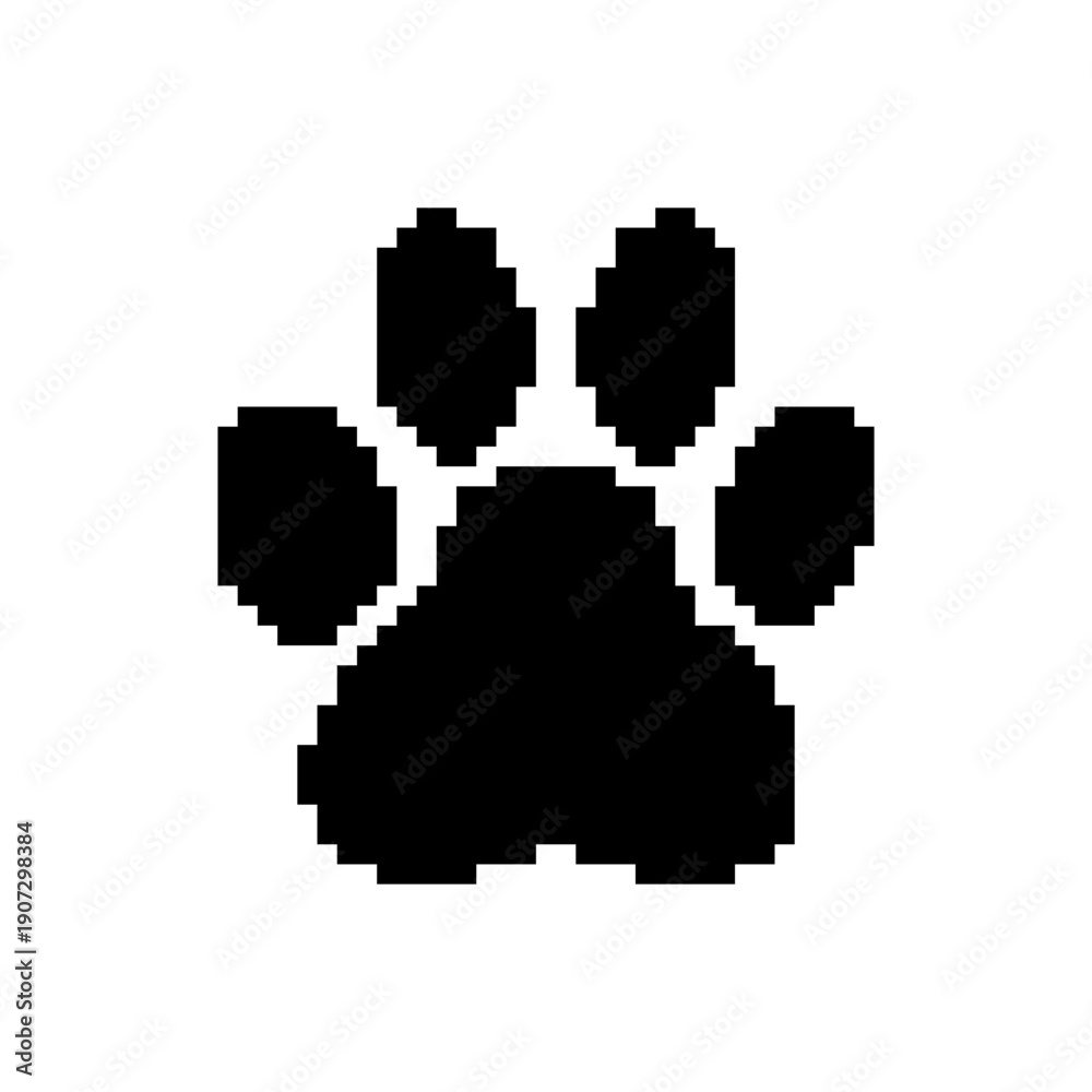 Fototapeta premium Pixel Animal Paw Icon. Paw Print Pixel Art. Footprint Animal Pixel Art. Claws Pixel Art.