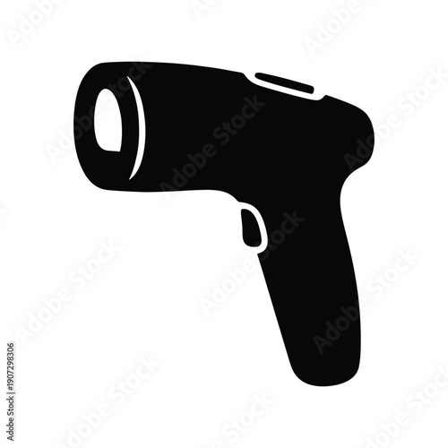 Solid Black Dermatology Scanner Silhouette Icon Vector