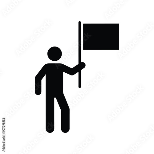 Solid Black Tour Guide Service Silhouette Icon Vector