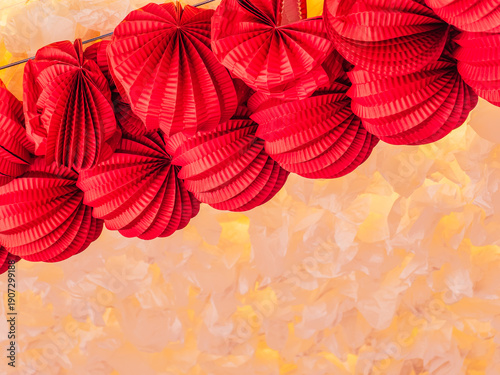 Fotografie Paper lanterns, farolillos, at the April Fair in Seville, Spain.