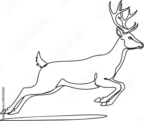 Simple line drawing of a leaping deer in a dynamic pose