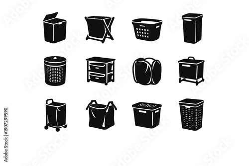 Simple icon portable generation subtle hamper bin accessory design vector efficient image