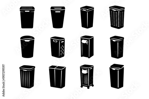 Narrow upright aid icon generation laundry vector modern hamper form simple image