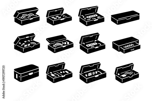 Practical generation cover organizer solid lid simple container box vector housing image