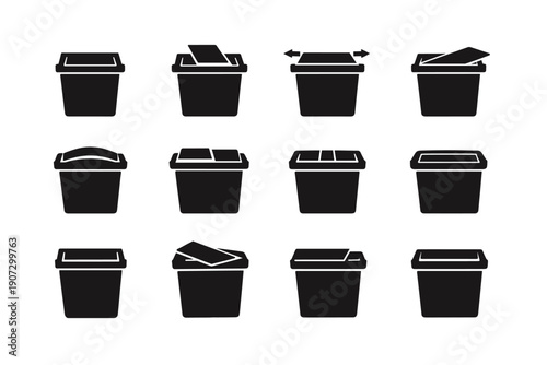 Image simple concealed cover icon panel vector opening compact bin sliding generation