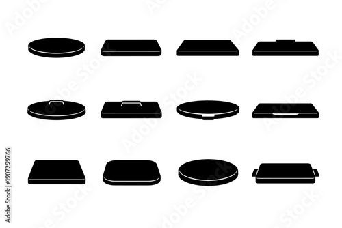Flat lid interior discreet vector accessory reduced closure icon design generation image