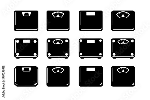 Device scale bathroom vector weight icon sleek form glass icons accessory