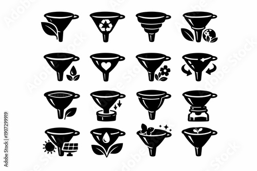 Simple conscious image mindful kitchen accessory flow icon funnel generation vector form