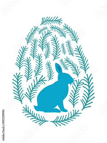 An Easter egg with a painted Easter bunny and floral designs. Kids egg games. He is risen, Happy Easter