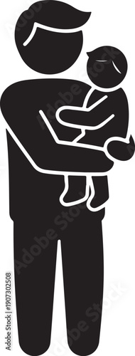 A silhouette of a person holding a child, representing parenthood and care.