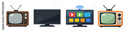 Evolution of television from vintage analog to modern smart screens