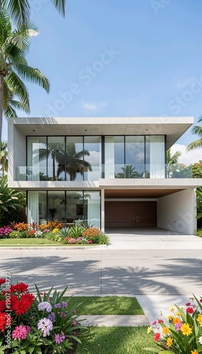 Wallpaper Mural house, home, architecture, building, palm, tree, villa, garden, sky, summer, hotel, luxury, exterior, residence, tropical, travel, florida, window, street, residential, beach, town, greece, trees, vac Torontodigital.ca