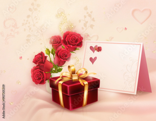 gift box with red rose