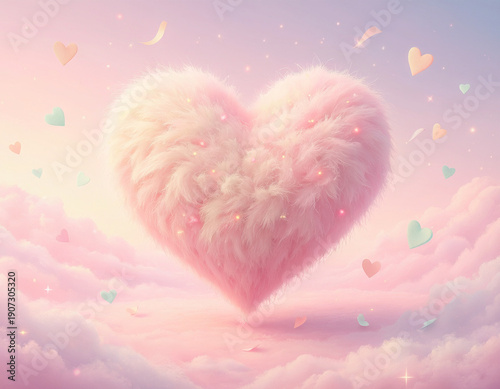 pink heart on the sky