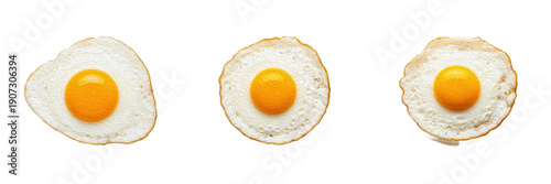 Obraz na płótnie Set of Fried Eggs, Sunny Side Up Breakfast Eggs and Fried Poultry Product Collec