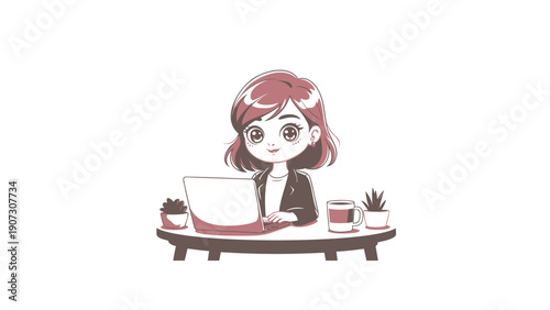 Businesswoman Working on Laptop at Desk