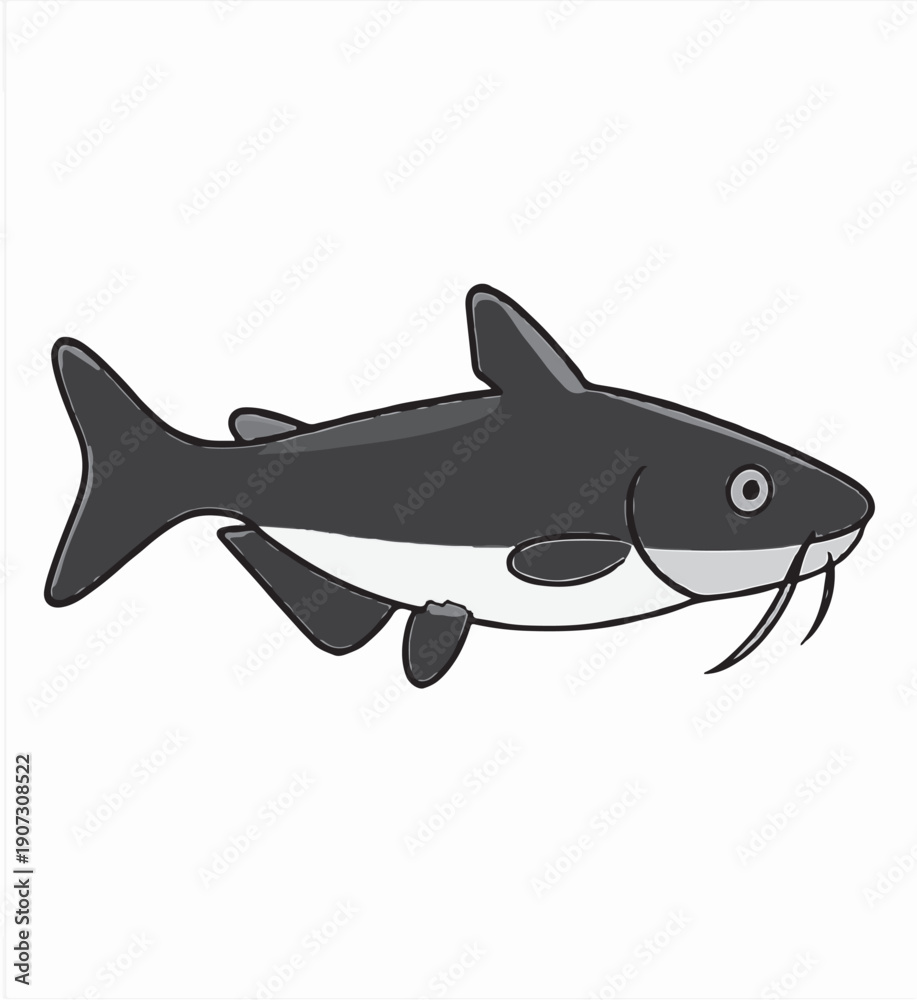 Obraz premium Catfish Minimal Vector Silhouette Icon