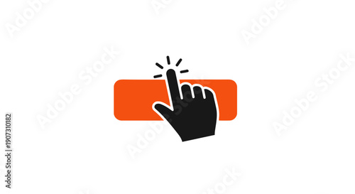 Click-Through Rate Icon — Cursor Hand Clicking Button, CTR & CTA Interaction, Flat Vector