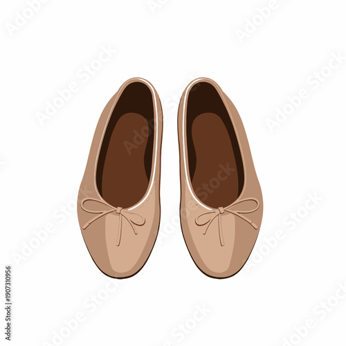 Elegant Beige Ballet Flats with Delicate Tie Design and Smooth Finish for Casual or Formal Wear