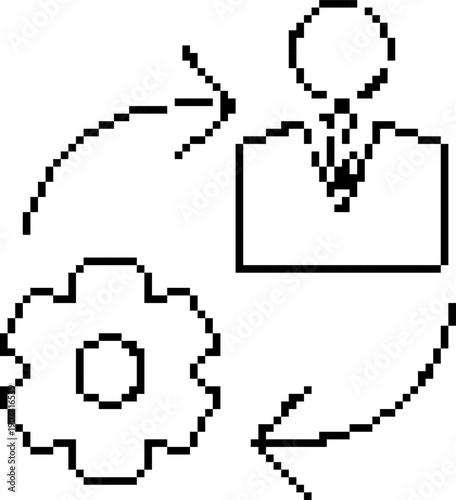 Control manager 8-bit pixel icon. Vector illustration.