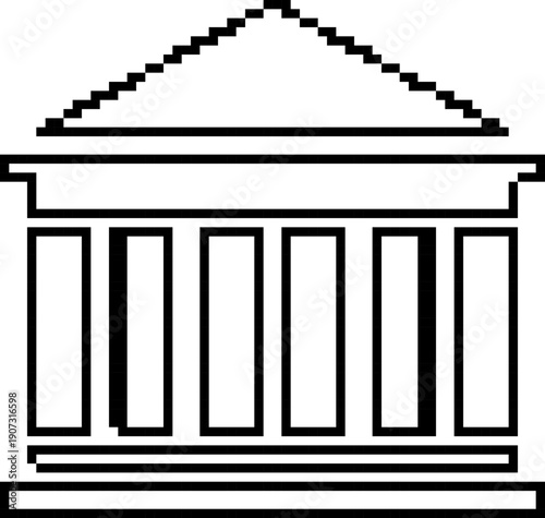 Courthouse 8-bit pixel icon. Vector illustration.