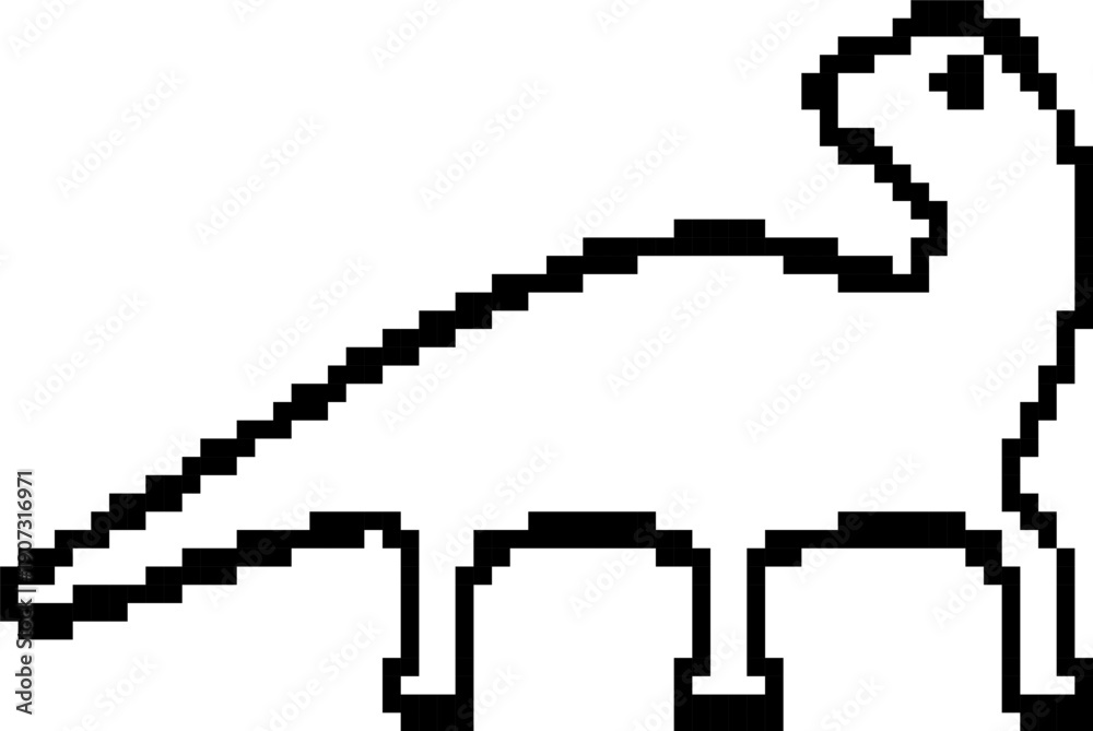 Fototapeta premium Dinosaur 8-bit pixel icon. Vector illustration.