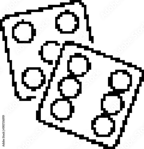 Dice game 8-bit pixel icon. Vector illustration.