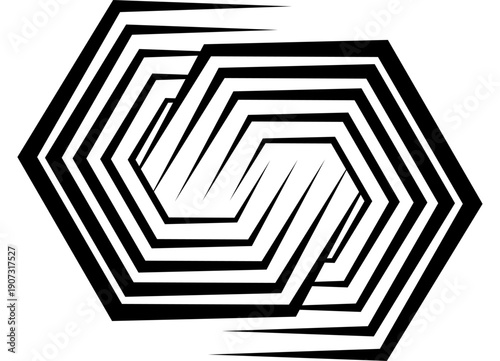 Vector pattern of interwoven striped honeycombs of black parallel lines on a white background. Design element in retro style. Modern vector background for covers, advertising, packaging, textiles, int