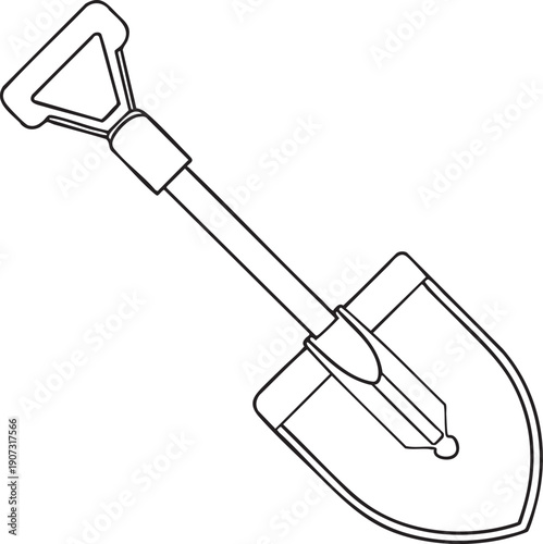 Shovel outline artwork featuring sturdy d handle design ideal for gardening construction and outdoor digging