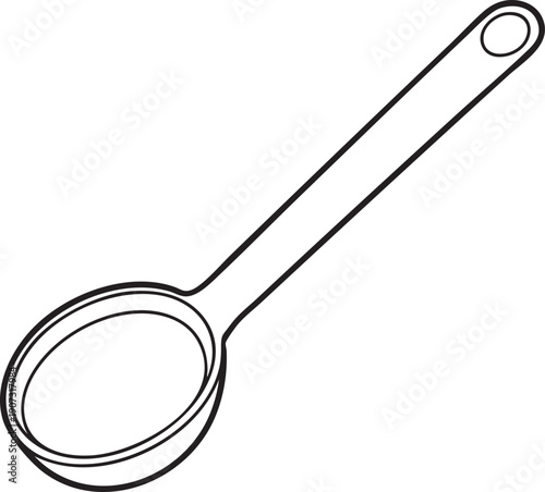 Kitchen spoon outline artwork presenting simple utensil icon suitable for culinary graphics and recipe concepts