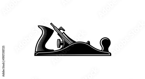 Classic Hand Plane Woodworking Tool Silhouette Illustration.