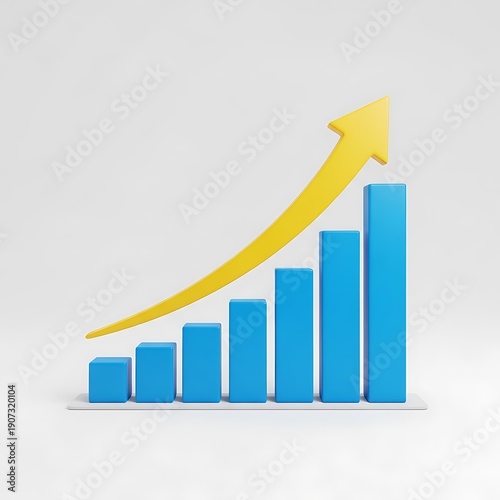 3d graph with yellow arrow and blue bars - business growth and success concept Free Download 3d graph with yellow arrow and blue bars - business growth and success concept - GFXLoad