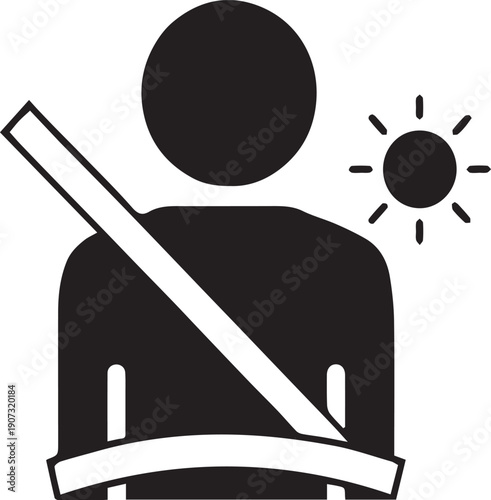 Safety belt and sun protection icon vector illustration