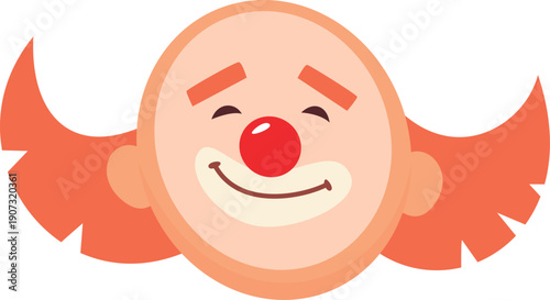 Clown smile cartoon icon. Red wig character