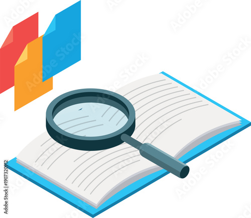 Reading and learning isometric icon. Knowledge color symbol