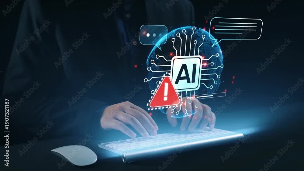 AI interface showing prompt error warning and system alert. AI prompt ...