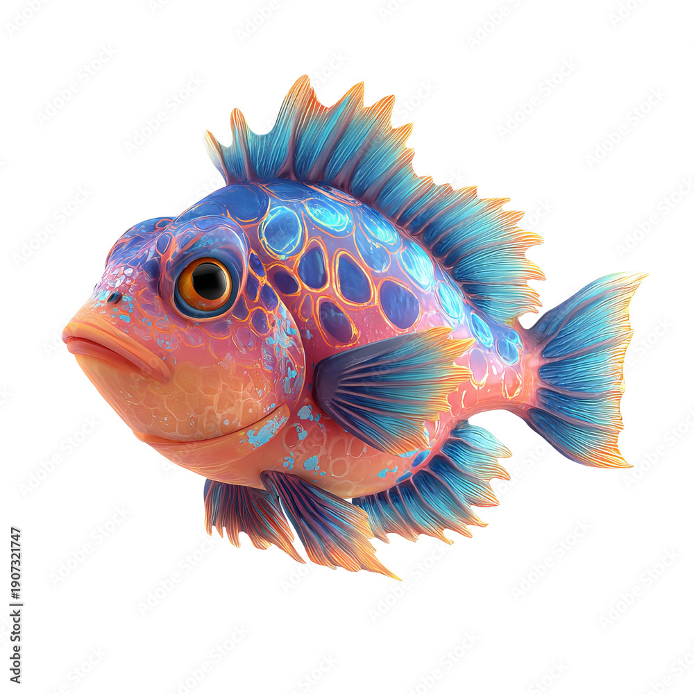 Fototapeta premium cartoon fish 3d clipart isolated on white 