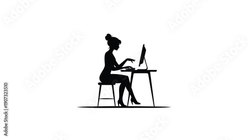 Businesswoman Working on Laptop in Office