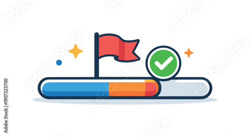 Personal goal tracking and self-improvement focused on making steady progress through small daily actions, a simple progress bar paired with a flag and a