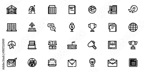 A collection of diverse icons representing various objects and actions