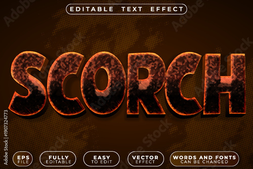 Scorch Burn Flame Fire Heat Blaze Vector Fully Editable Smart Object Text Effect