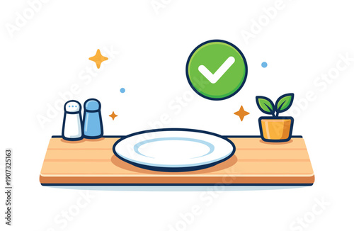 Clutter-Free Kitchen Counter. Calm daily habit of maintaining a clutter-free kitchen counter to reduce stress and improve focus, a clear surface paired with a