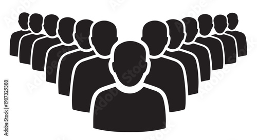 A group of diverse people icons in black and white, representing community, teamwork, and social connection.