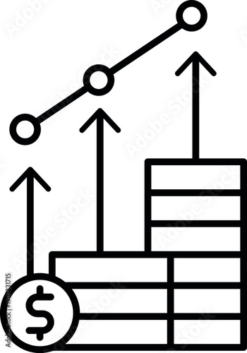 Profit growth bar chart icon representing increasing revenue, financial success, and positive business performance