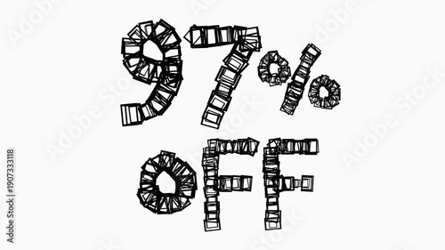 Black 97 Percent Off Animation On White Background For Sale And Business Concept
